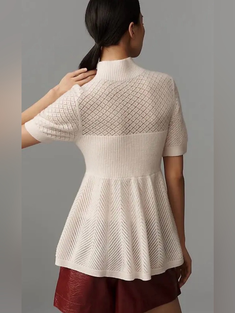 NWT. Anthropologie Mock-Neck Cashmere Blend Sweater Tee - Picture 3 of 9
